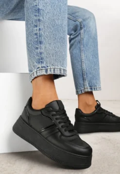 Czarne Casualowe Sneakersy Vices na Niskiej Platformie Torila