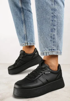 Czarne Casualowe Sneakersy Vices na Niskiej Platformie Torila