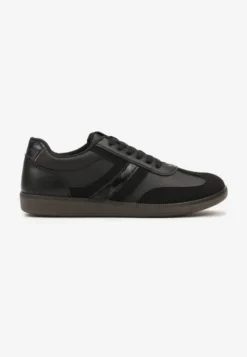 Czarne Casualowe Sneakersy z Geometrycznymi Wzorami i Kontrastowymi Przeszyciami Riandrea