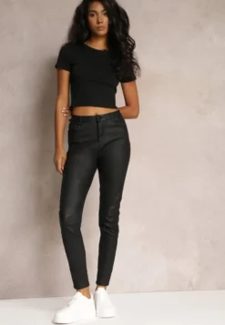 Czarne Casualowe Spodnie Skinny o Modelującym Fasonie Elovi