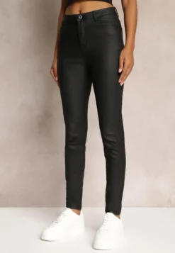Czarne Casualowe Spodnie Skinny o Modelującym Fasonie Elovi