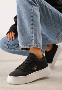 Czarne Chunky Sneakersy VICES na Platformie z Ozdobą w Kształcie Gwiazdki Anatale