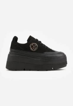 Czarne Chunky Sneakersy Vices na Platformie z Okrągłym Detalem Sedvira