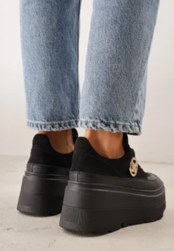 Czarne Chunky Sneakersy Vices na Platformie z Okrągłym Detalem Sedvira