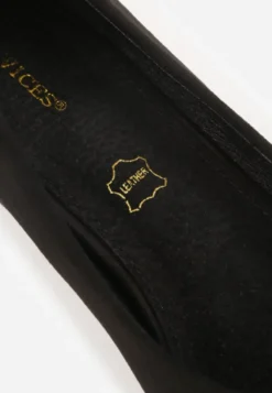 Czarne Czółenka Balerinki Vices z Noskiem w Szpic i Skórzaną Wkładką Falennea