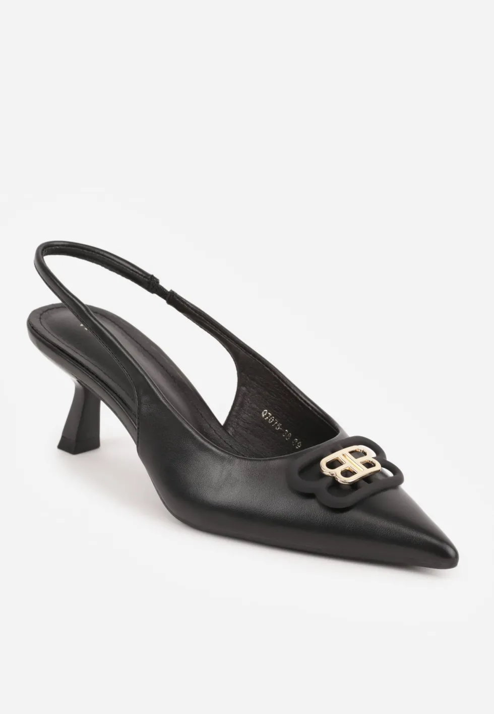 Czarne Czółenka Sandały Vices na Kaczuszce Typu Slingback Ozdobione Metaliczną Aplikacją Lilarunea