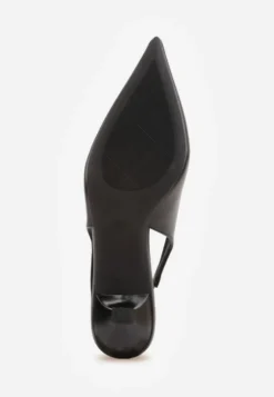 Czarne Czółenka Sandały Vices na Kaczuszce Typu Slingback Ozdobione Metaliczną Aplikacją Lilarunea