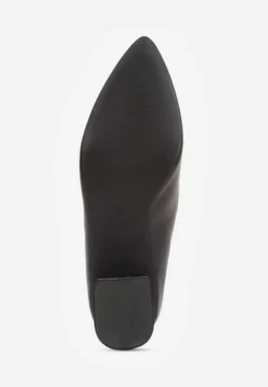 Czarne Czółenka Vices na Słupku z Wkładką ze Skóry Naturalnej z Metaliczną Ozdobą Mixin