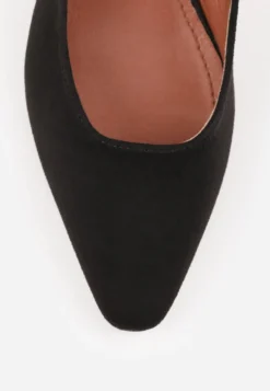 Czarne Czółenka VICES Slingback na Geometrycznym Słupku Messeleia