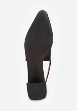 Czarne Czółenka VICES Slingback na Geometrycznym Słupku Messeleia