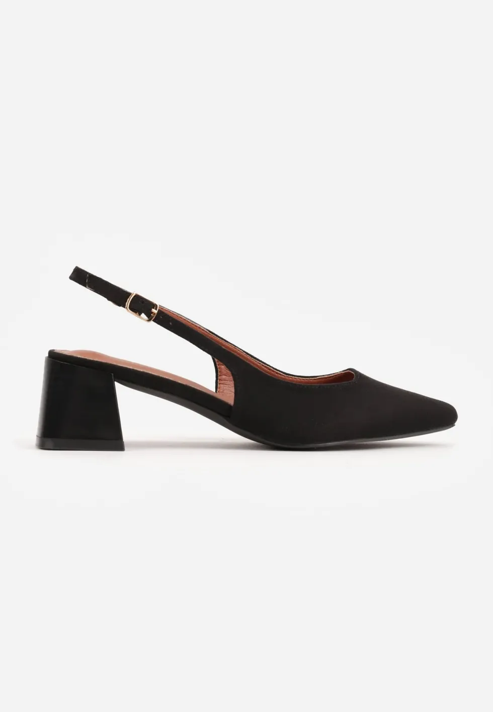 Czarne Czółenka VICES Slingback na Geometrycznym Słupku Messeleia