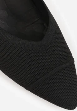 Czarne Czółenka VICES z Dzianiny na Geometrycznym Słupku z Wkładką Soft-Step Daphilane