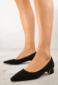 Czarne Czółenka Vices z Wkładką ze Skóry Naturalnej i Metaliczną Aplikacją Edilania