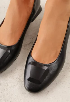 Czarne Czółenka w Stylu Retro ze Skórzaną Wkładką Faylina