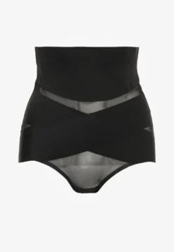 Czarne Dopasowane Majtki High Waist z Efektem Modelującym Modra