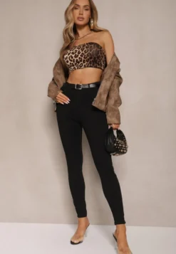 Czarne Elastyczne Jeansy o Kroju Skinny High Waist Darira