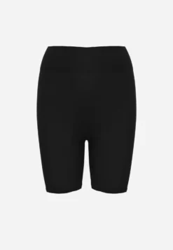 Czarne Elastyczne Szorty Biker High Waist Diovien
