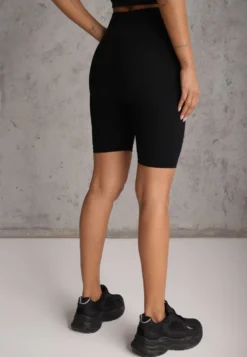 Czarne Elastyczne Szorty Biker High Waist Diovien