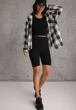 Czarne Elastyczne Szorty Biker High Waist Diovien