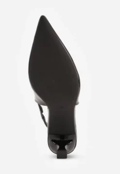 Czarne Eleganckie Szpilki Slingback VICES z Ozdobną Aplikacją przy Pasku Natera