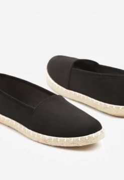 Czarne Espadryle Vices na Podeszwie Zdobionej Plecionką Sesoriela