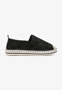 Czarne Espadryle z Ozdobną Plecionką Eranoria