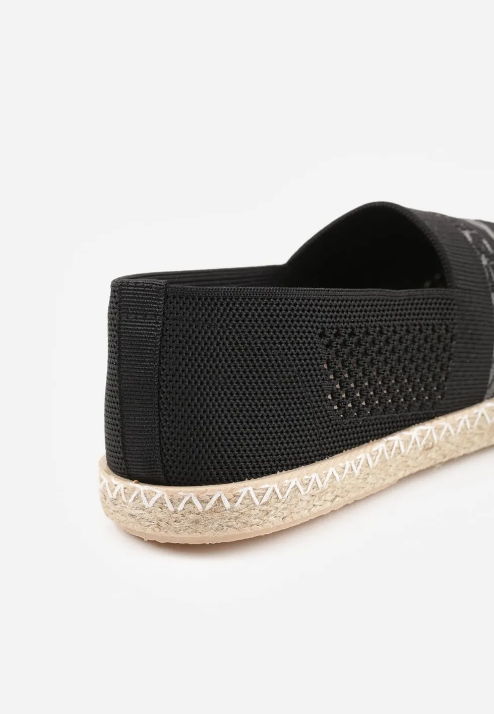 Czarne Espadryle z Plecioną Cholewką przed Kostkę Mokosa