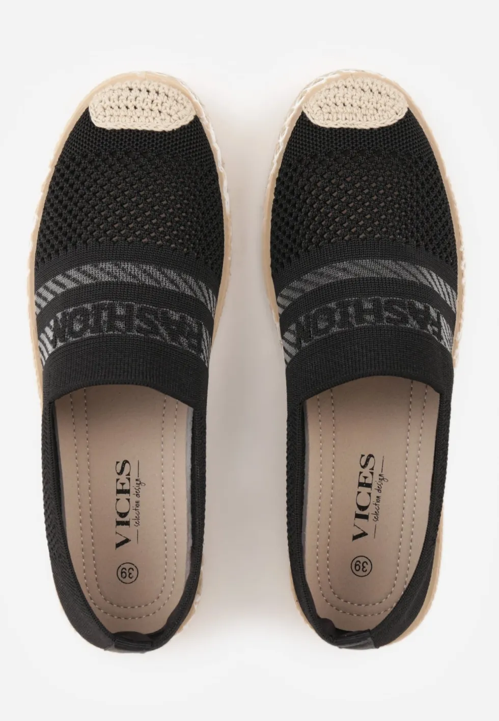Czarne Espadryle z Plecioną Cholewką przed Kostkę Mokosa