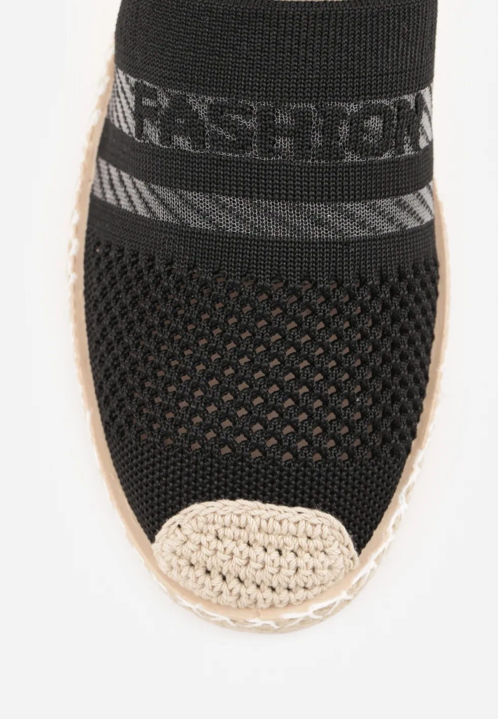 Czarne Espadryle z Plecioną Cholewką przed Kostkę Mokosa