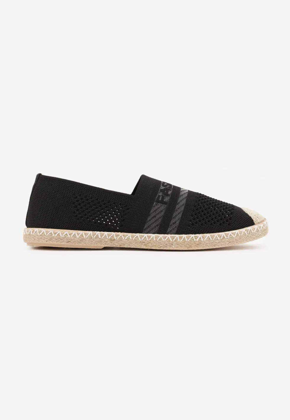 Czarne Espadryle z Plecioną Cholewką przed Kostkę Mokosa