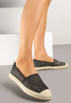 Czarne Espadryle z Siateczkową Cholewką i Plecionką Lillevi
