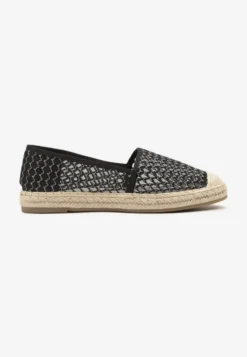 Czarne Espadryle z Siateczkową Cholewką i Plecionką Lillevi