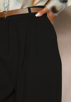 Czarne Garniturowe Spodnie High Waist o Szerokim Kroju z Dodatkiem Wiskozy Mavaira
