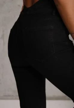 Czarne Jeansy Dzwony z Bawełną w Stylu Retro Peisimia