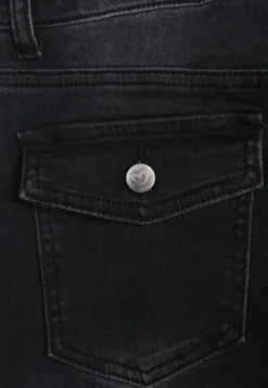 Czarne Jeansy Flare High Waist Bogate w Bawełnę z Kieszonkami z Klapami z Tyłu Anattisa