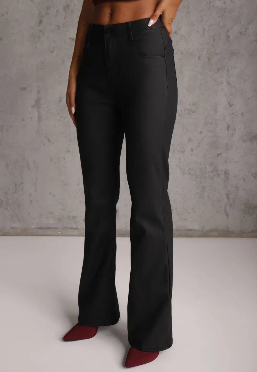 Czarne Jeansy Flare w Stylu 90s High Waist z Kieszeniami Audrani