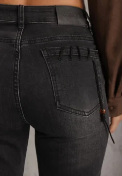 Czarne Jeansy Flare z Bawełną High Waist Ademe