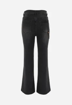 Czarne Jeansy Flare z Bawełną High Waist Ademe