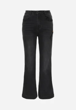 Czarne Jeansy Flare z Bawełną High Waist Ademe
