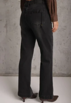 Czarne Jeansy Flare z Bawełną High Waist Ademe