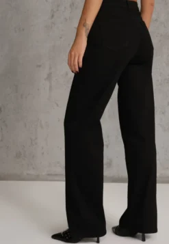 Czarne Jeansy High Waist z Szeroką Nogawką Riloresa