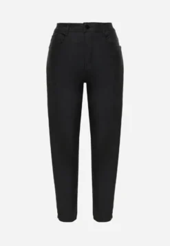 Czarne Jeansy Mom Fit Basic z Kieszeniami Adresa