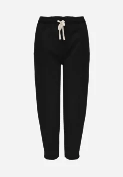 Czarne Jeansy Mom Fit z Bawełny ze Ściągaczem w Talii Carilera