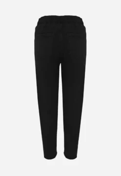 Czarne Jeansy Mom Fit z Bawełny ze Ściągaczem w Talii Carilera