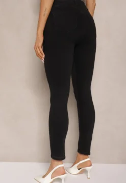 Czarne Jeansy o Fasonie Skinny Push Up Vosea