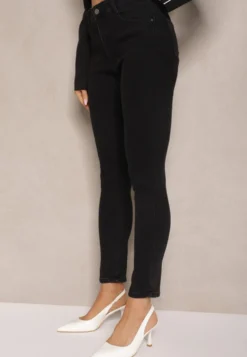 Czarne Jeansy o Fasonie Skinny Push Up Vosea