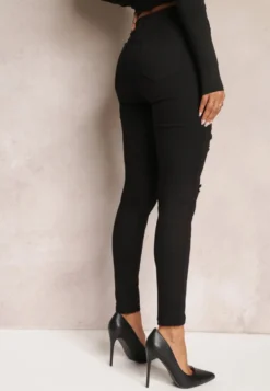 Czarne Jeansy Skinny z Wysokim Stanem Yholo