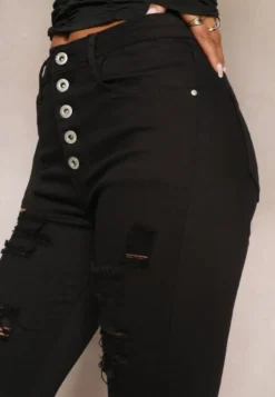 Czarne Jeansy Skinny z Wysokim Stanem Yholo