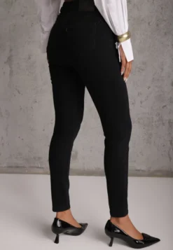 Czarne Jeansy z Bawełny Skinny High Waist Joseffini