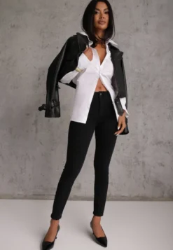 Czarne Jeansy z Bawełny Skinny High Waist Joseffini